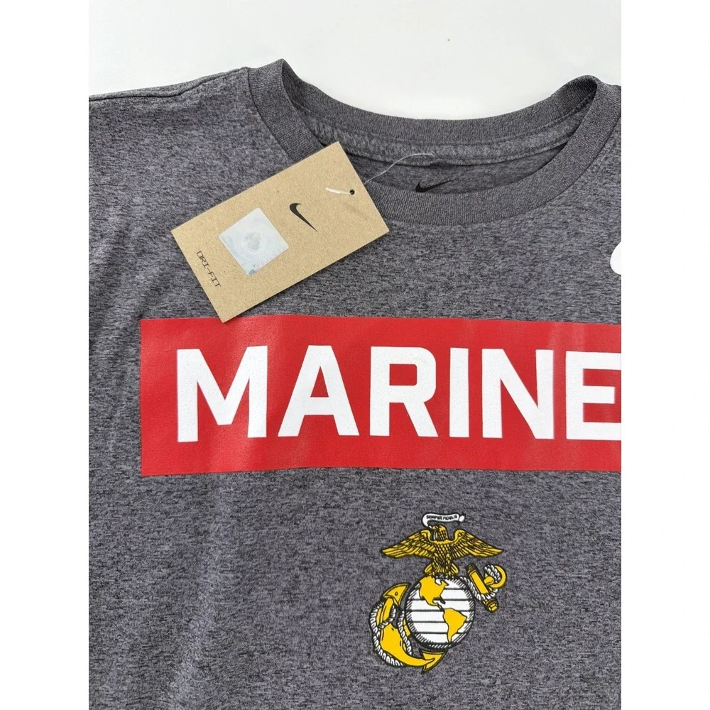 Nike Marines T-Shirt Mens‎ Size Medium M Grey Dri Fit Legend Long Sleeve New